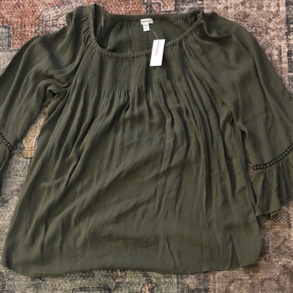 Westport Dark Green Blouse with Crochet Trim - Picture 1 of 3